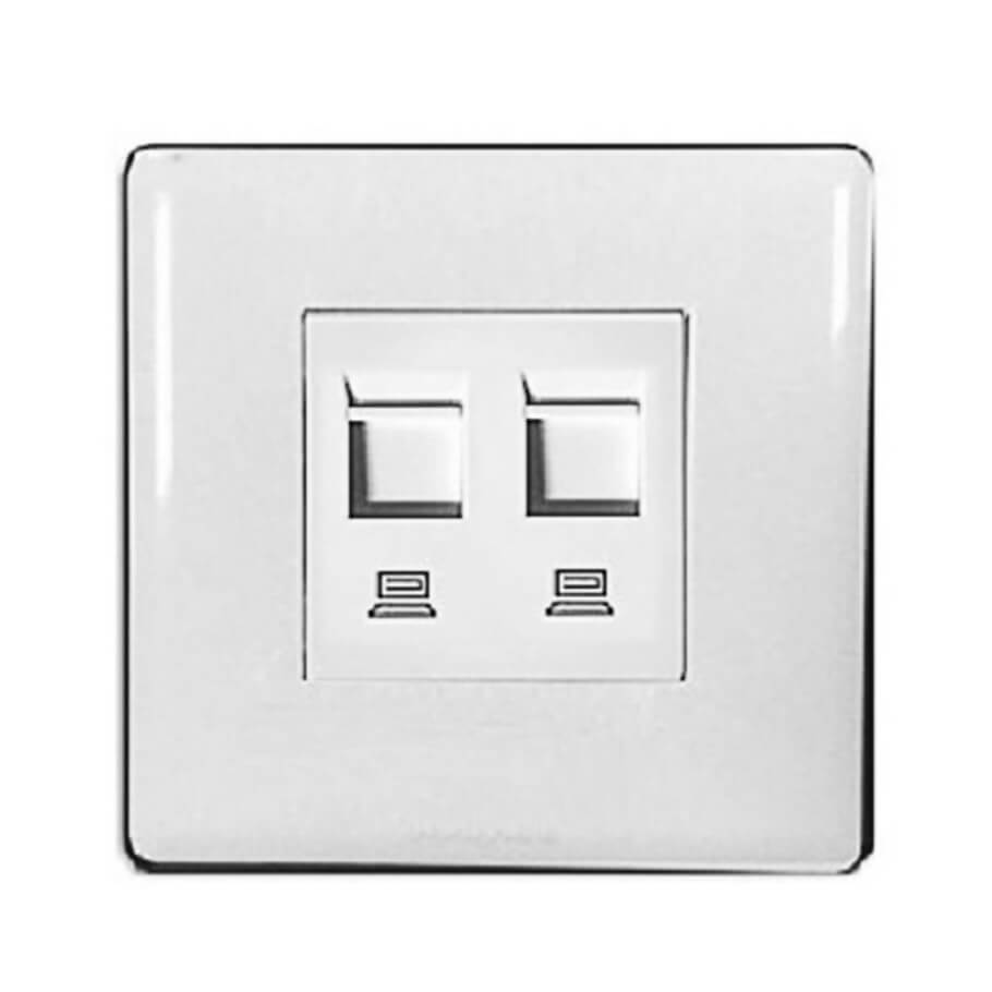 Ổ cắm mạng LAN 2 cổng Cat.5e HONEYWELL P63555WHI